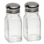 Admiral Craft Glass Salt & Pepper Shakers – 2 oz, 4" with Stainless Steel Tops