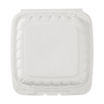 Hinge Container, 8x8,1 Compartment, White, (200/Case), LOLLICUP KE-HC88MFPP-1CW