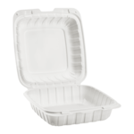 Hinge Container, 8x8,1 Compartment, White, (200/Case),  KE-HC88MFPP-1CW