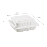 Hinge Container, 8x8,1 Compartment, White, (200/Case), LOLLICUP KE-HC88MFPP-1CW