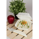 Hinged Container, 6" x 6", White, Bagasse, (500/Case), Karat Earth KE-BHC66-1C