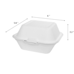 Hinged Container, 6" x 6", White, Bagasse, (500/Case), Karat Earth KE-BHC66-1C