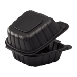 Hinged Container, 6"x6", Black, Polypropylene, (400/Case), Karat Earth KE-HC66MFPP-1CB