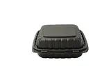 Hinged Container, 8" x 8", Black, Polypropylene, 1-Compartment, (200/Case), Karat KE-HC88MFPP-1CB