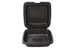 Hinged Container, 8" x 8", Black, Polypropylene, 1-Compartment, (200/Case), Karat KE-HC88MFPP-1CB