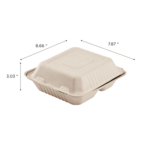 Hinged Container, 8" x  8" x  3", Earth, Bagasse, (200/case) Karat Earth KE-BHC88N-3C