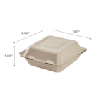 Hinged Container, 8"x8", Natural, Bagasse, Karat Earth KE-BHC88N-1C