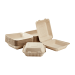 Hinged Container, 8"x8", Natural, Bagasse, Karat Earth KE-BHC88N-1C