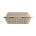 Hinged Container, 8"x8", Natural, Bagasse, Karat Earth KE-BHC88N-1C