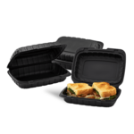 Hinged Container, 9" X 6", Black, PP,  Mineral Filled, (250/case) ,  KE-HC96MFPP-1CB