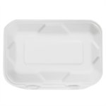 Hinged Container, 9" x 6", White, Bagasse, (200/Case) Karat Earth KE-BHC96-1C