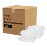 Hinged Containers, 9" x 9", Clear, Polypropylene, 1-Compartment, (200/Case), Karat FP-HC99PP-1C