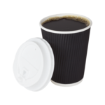 Hot Cup, 12 OZ, Black, Paper, Ripple, (500ct / 20 Case Pack), LOLLICUP LOLC-KRC512B