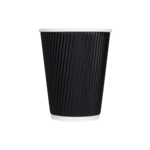 Hot Cup, 12 OZ, Black, Paper, Ripple, (500ct / 20 Case Pack), LOLLICUP LOLC-KRC512B