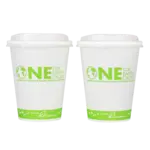 Hot Cup, 12 Oz, Green Stripe, Bagasse, (1,000/Case), Karat Earth KE-K512