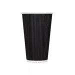 Hot Cup, 16 oz, Black, Paper; Rippled, (1000/Case), Karat C-KRC516B