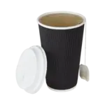 Hot Cup, 16 oz, Black, Paper; Rippled, (1000/Case), Karat C-KRC516B