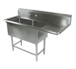 John Boos 2PB204-1D18R Sink, (2) Two Compartment