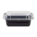 Food Container, 12 oz, Black, Plastic, W / Clear Lid, (150/Pack), Karat IM-FC1012B