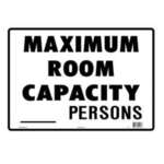 LYNCH SIGN CO. Sign "Max, Room Capac", 10X14, Black on White, Styrene, Lynchsign A-7