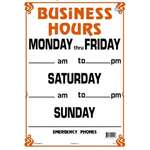 LYNCH SIGN CO. Sign "Business Hours" 10"x14", Orange and Black, Styrene, Lynchsign BH-2