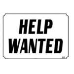 LYNCH SIGN CO. Sign "Help Wanted", 20"x14", Black on White, Styrene, Lynchsign R-10