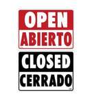 LYNCH SIGN CO. "Open" & "Closed" Sign, 21"x15", Red & Black, Double sided, English/Spanish, Lynchsign R-1BLS