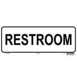 LYNCH SIGN CO. Sign "Restrooms", 10"x4", White, Styrene, Lynchsign RR-1