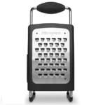 MICROPLANE Grater, 10", Black, Plastic Body, Stainless Steel, 4 Sided, With Feet, Microplane 34006