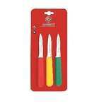 MUNDIAL INC Paring Knife, 3-1/4", Green/Yellow/Red, Carbon Stainless Steel, (3/Pack), MUNDIAL SCRYG5601
