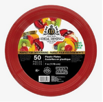 Dining Plates, 7", Red, Plastic, (50/Pack), My Trading 36112