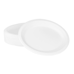 Plate, 12.5" x 10", White, Bagasse, (500/Case), Karat Earth KE-BPO12510-1C