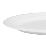 Plate, 12.5" x 10", White, Bagasse, (500/Case), Karat Earth KE-BPO12510-1C