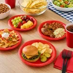 PLATE DISPOSABLE PLASTIC 10IN RED 100CT