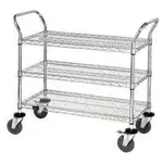 Quantum Food Service WRC-1836GY-3 Cart, Bussing Utility Transport, Metal Wire