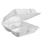 REYMA USA Hinged Container, 8" x 8", White, Foam, 3-Compartment, (200/Case), Reyma USA HC883