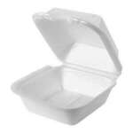 Hinged Container, 6" x 6" x 3", White, Foam, (500/Case), Genpak SN225