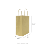 Shopping Bag, 8.1" x 10.6" x 4.5", Brown, Paper, W / Handles, Karat FP-SB100