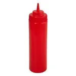 Winco Squeeze Bottle, 12 Oz, Red, Wide Mouth, Plastic, Winco WCOPSW-12R