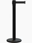 Ardous Trading Stanchion, H 3 ft., Retractor L 6 ft., Black.