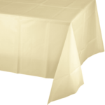 CONVERTING Table Cover, 54" x 108", Ivory, Plastic, Creative Converting 01489
