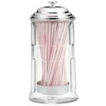 Tablecraft Products Straw Dispenser, 11.125", Glass, Chrome Top, TableCaft H714CH