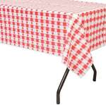 TABLEMATE Table Cover, 54" x 108", Red Gingham, Plastic, Table Mate 549-RDG