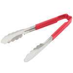 Tongs, 9-1/2", Red, Stainless Steel, (12/Case), Vollrath 4780940