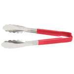 Tongs, 9-1/2", Red, Stainless Steel, Vollrath 4780940