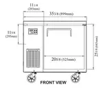 Turbo Air JUR-36-N6 Refrigerator, Undercounter, Reach-In