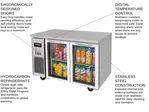 Turbo Air JUR-48-G-N Refrigerator, Undercounter, Reach-In