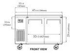 Turbo Air JUR-48-N6 Refrigerator, Undercounter, Reach-In