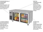 Turbo Air JUR-60-G-N Refrigerator, Undercounter, Reach-In