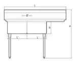 Turbo Air TSA-2-R1 Sink, (2) Two Compartment